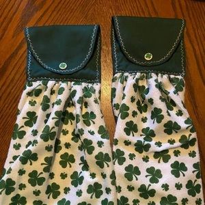 St Patrick's Day 4 Four Leaf Clover Hanging Towels, Set of 2